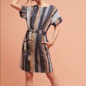 34N 118W Austen Belted Short Sleeve Stripe Dress